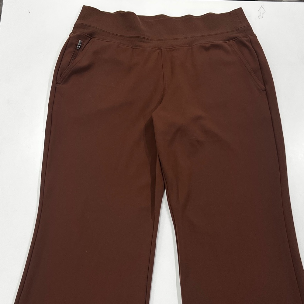 Athleta Venice Wide-Leg High-Rise Brown Pull-On Pants, size Large - Picture 2 of 7